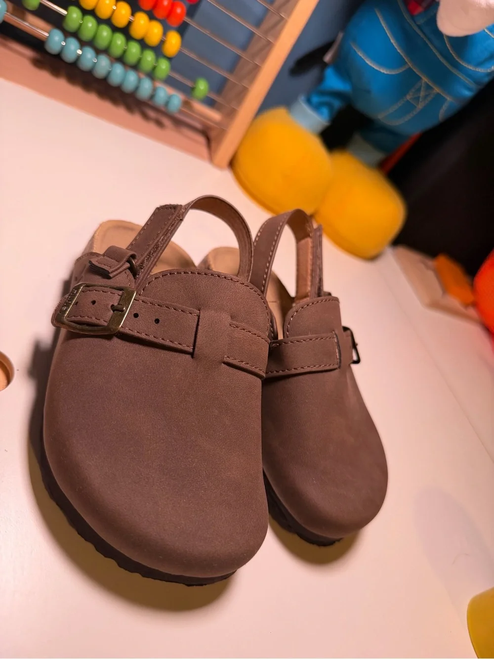 Kids Brown Buckle Clog Sandals 7C